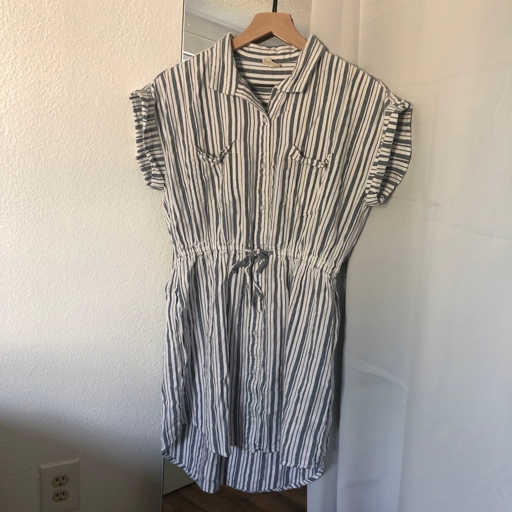 cotton : striped t-shirt button up dress